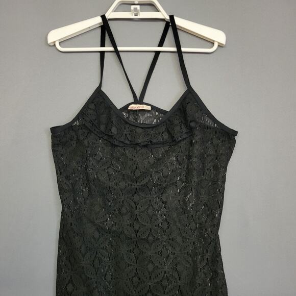 SO Black Lace Nightie Gown Womens Medium Stretches Straps Bodycon Mini Cocktail - Picture 4 of 11